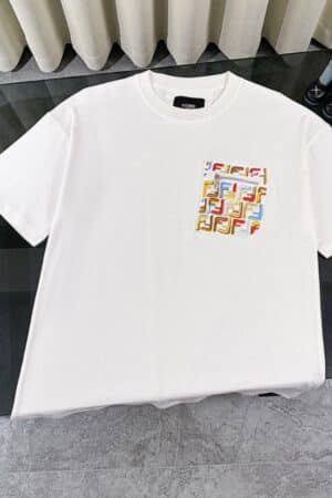 [펜디] 화이트 코튼 저지 반팔 티셔츠