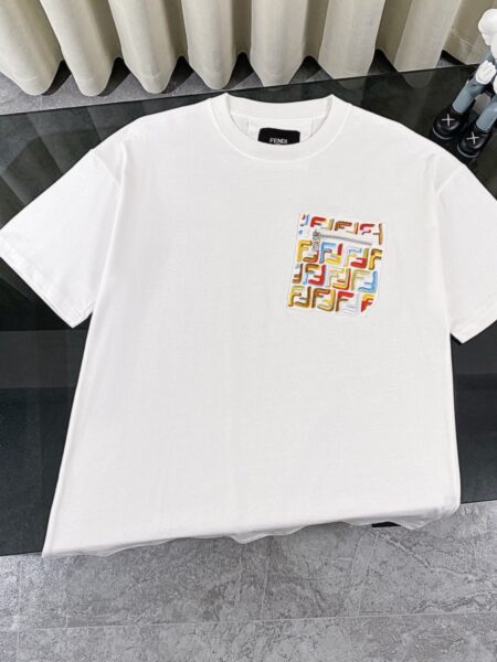 [펜디] 화이트 코튼 저지 반팔 티셔츠