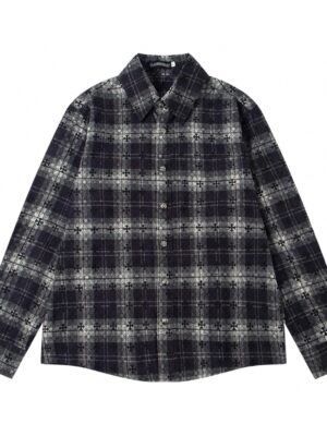 [크롬하츠] 크로스 패치 버튼 자가드 체크셔츠