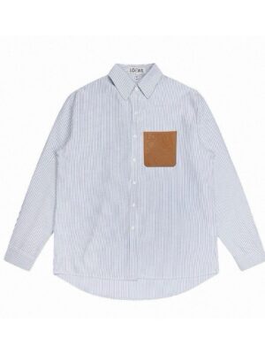 [로에베] 아나그램 레더 포켓 스트라이프 셔츠