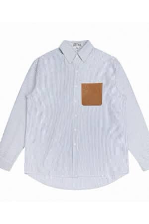 [로에베] 아나그램 레더 포켓 스트라이프 셔츠