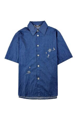 [루이비통] 자수 장식 샴브레이 반팔 셔츠