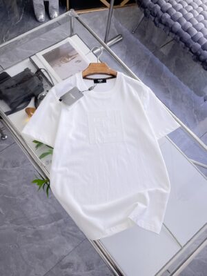 [펜디] 블랙 코튼 FF 자수 로고 티셔츠 (2 COLORS)