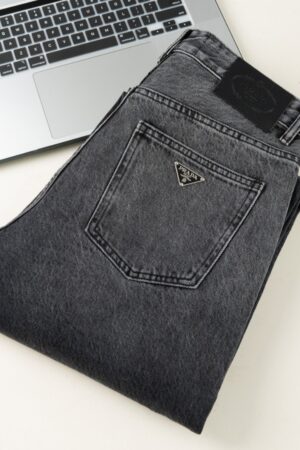 [프라다] 흑청 와이드 데님 팬츠