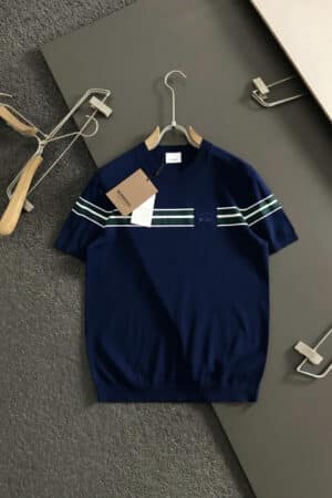 [버버리] 스트라이프 디테일 울 코튼 블렌드 니트 티셔츠