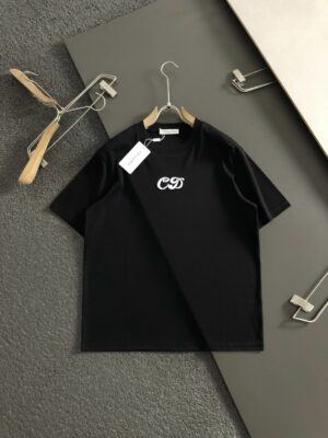 [디올] 블랙 코튼 화이트 CD 부클 자수 티셔츠