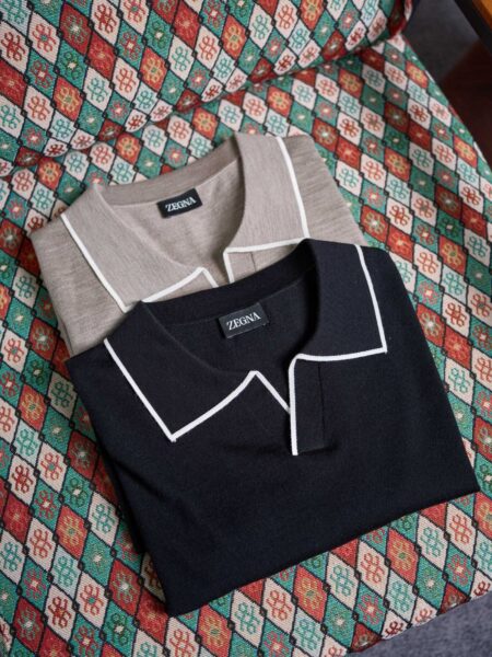 [제냐] 코튼-실크 니트 폴로 셔츠 (2 COLORS)