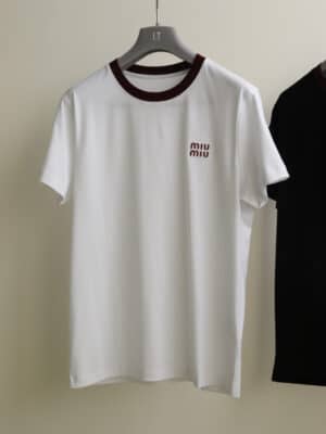 [미우미우] 배색 트리밍 티셔츠 (2 COLORS)