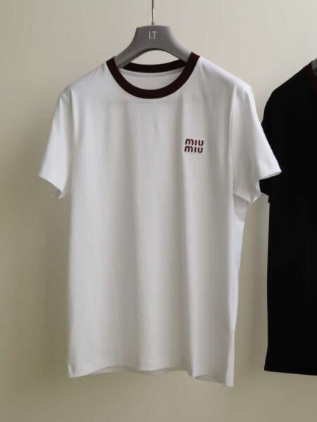 [미우미우] 배색 트리밍 티셔츠 (2 COLORS)