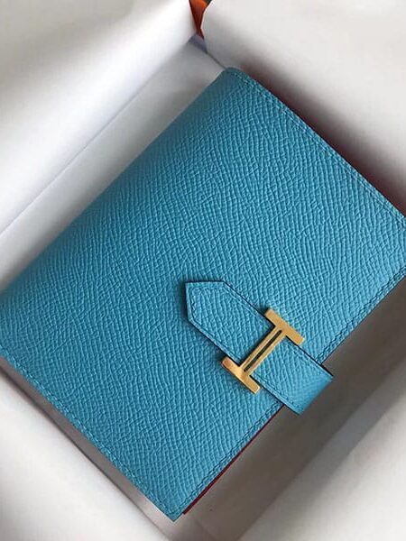 [에르메스] Bearn Compact 베안 반지갑 7F Bleu Paon+9M Sanguine Epsom 송아지가죽