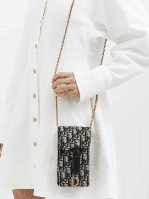 [디올] 오블리크 새들 버티컬 체인 파우지