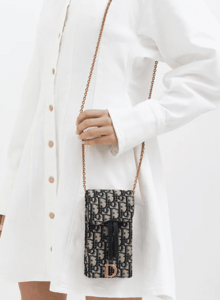 [디올] 오블리크 새들 버티컬 체인 파우지