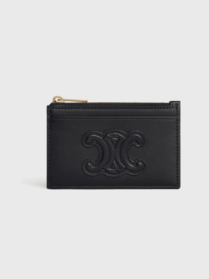 [셀린느] 퀴르 트리옹프 지퍼 카드 지갑 - 샤이니 카프스킨/블랙 10K583EMH.38NO