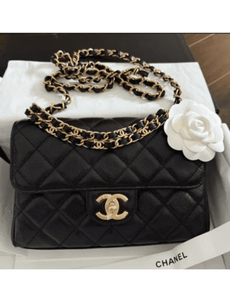 [샤넬] 체인 플랩백 스몰 캐비어 블랙 골드 AS5240