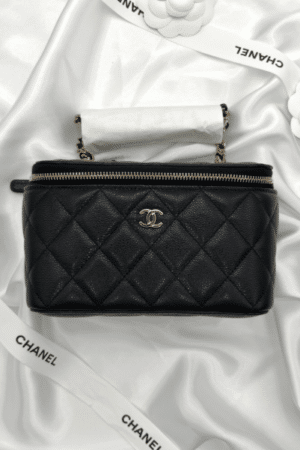 [샤넬] 베니티백 캐비어 블랙 체인 금장 AP1341