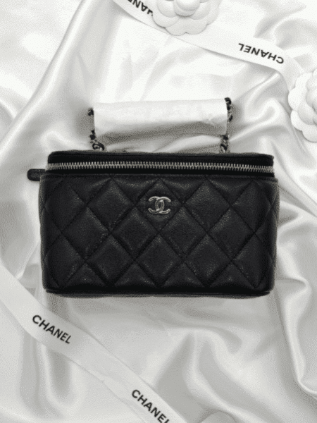 [샤넬] 베니티백 캐비어 블랙 체인 금장 AP1341