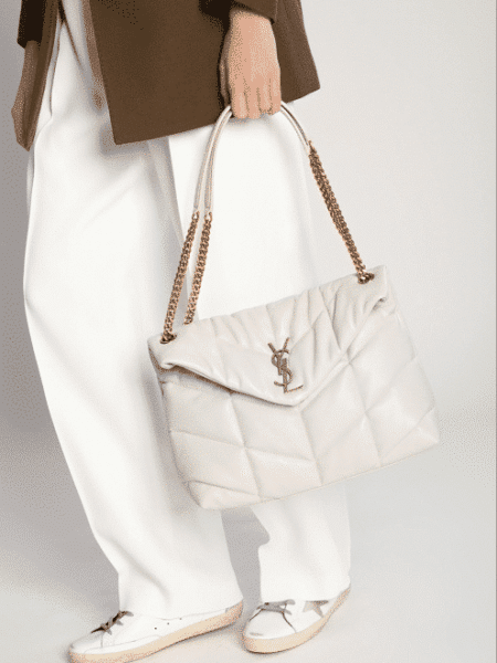 [생로랑] 푸퍼 미디엄 숄더백 크림 577475