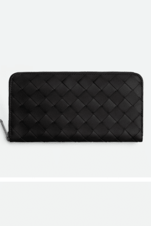 [보테가베네타] 인트레치아토 지퍼-어라운드 장지갑 블랙 814838