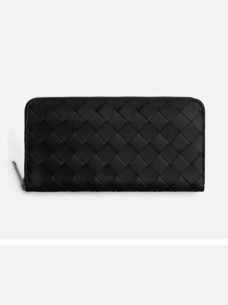 [보테가베네타] 인트레치아토 지퍼-어라운드 장지갑 블랙 814838