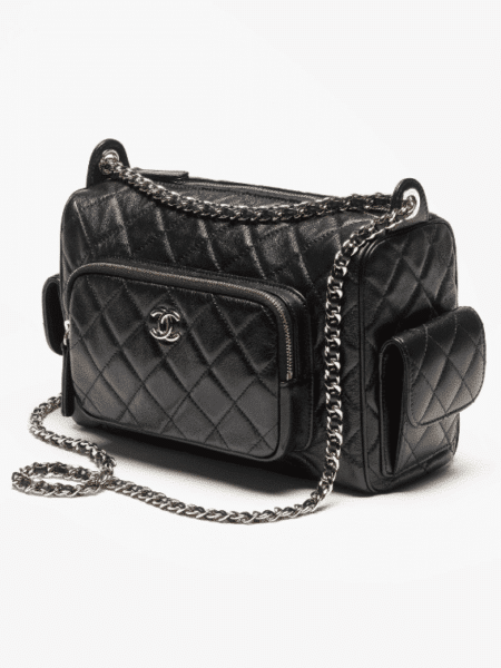 [샤넬] 24 미디엄 카메라 케이스 백 블랙 AS5156