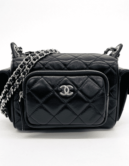 [샤넬] 24 스몰 카메라 케이스 백 블랙 AS5220