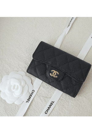 [샤넬] 클래식 똑딱이 플랩 카드 지갑 캐비어 그린 AP0214 (6 COLORS)