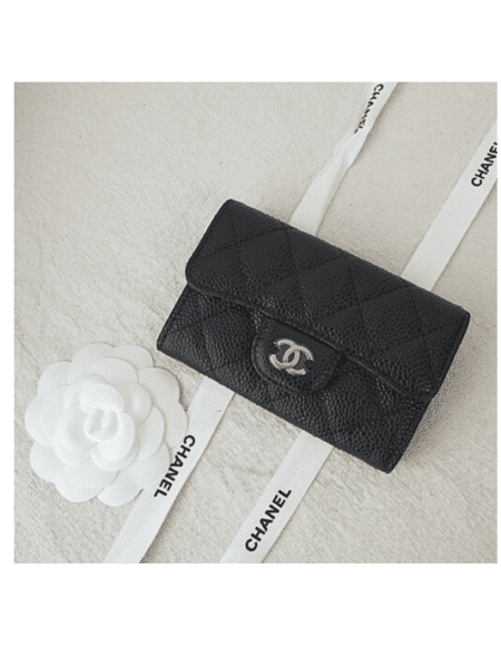 [샤넬] 클래식 똑딱이 플랩 카드 지갑 캐비어 그린 AP0214 (6 COLORS)