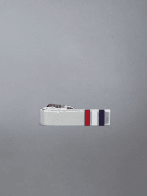 [톰브라운] 실버 애나멜 스트라이프 타이 바 (2 Sizes)