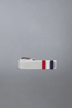 [톰브라운] 실버 애나멜 스트라이프 타이 바 (2 Sizes)