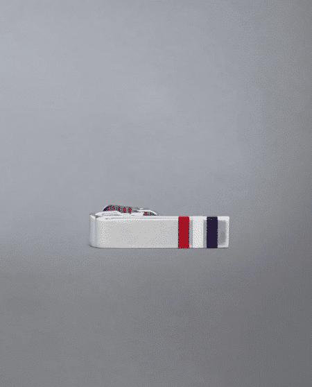 [톰브라운] 실버 애나멜 스트라이프 타이 바 (2 Sizes)