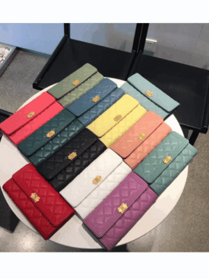 [샤넬] 보이 장지갑 캐비어 금장 80283 (12 Colors)