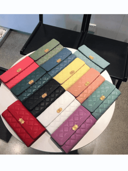 [샤넬] 보이 장지갑 캐비어 금장 80283 (12 Colors)