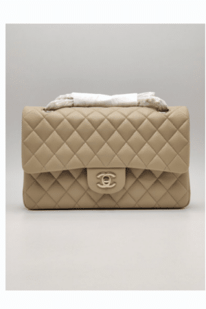 [샤넬] 미디움 클래식 플랩백 베이지 캐비어 금장 A01112