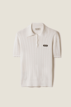 [미우미우] 캐시미어 및 실크 폴로 스웨터