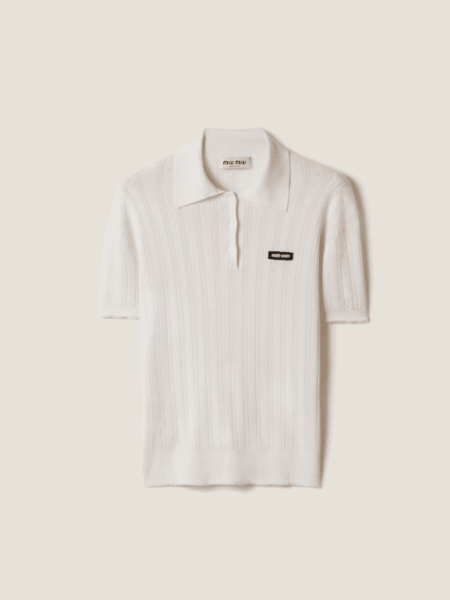 [미우미우] 캐시미어 및 실크 폴로 스웨터