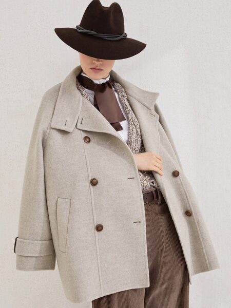 [브루넬로 쿠치넬리] 더블 브레스티드 울 & 캐시미어 코트 (2 COLORS)