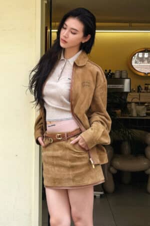 [미우미우] 스웨이드 블루종 자켓 MPV949