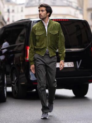 [벨루티] 남성 스웨이드 풀집 보머 재킷