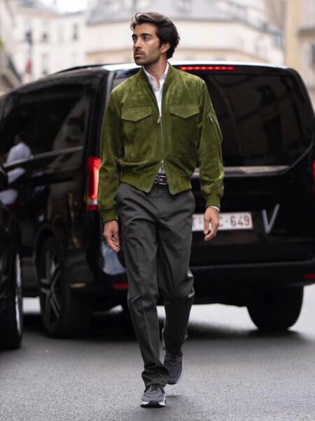 [벨루티] 남성 스웨이드 풀집 보머 재킷