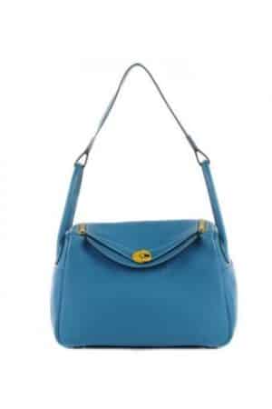 [에르메스] 린디 30cm Taurillon Clemence/ Bleu Jean - Gold