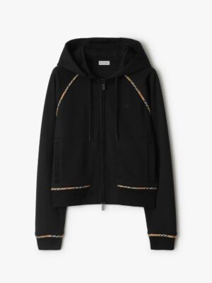 [버버리] 체크 트리밍 코튼 블렌드 지퍼 후디 (2 COLORS)