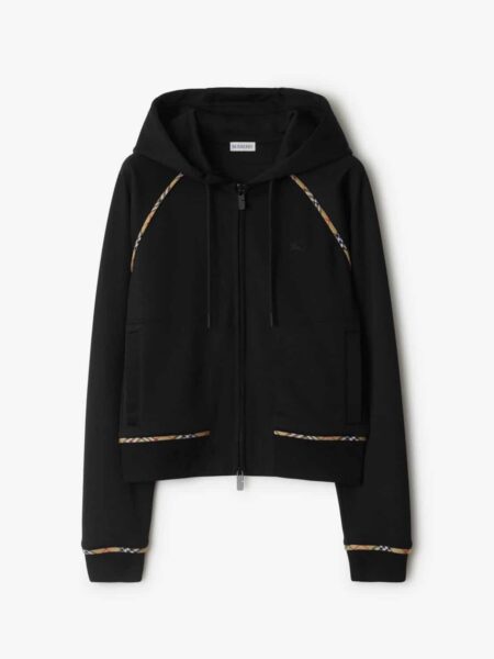 [버버리] 체크 트리밍 코튼 블렌드 지퍼 후디 (2 COLORS)