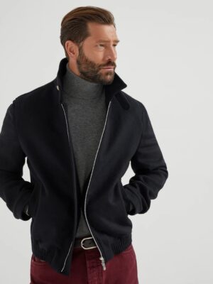 [브루넬로 쿠치넬리] 울 플란넬 더블 클로스 보머 재킷