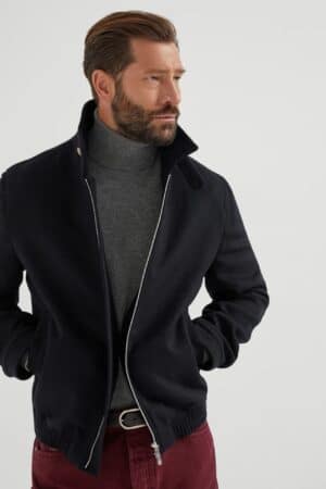 [브루넬로 쿠치넬리] 울 플란넬 더블 클로스 보머 재킷