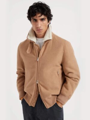 [브루넬로 쿠치넬리] 폭스 시어링 트리밍 캐시미어 보머 재킷 (2 COLORS)