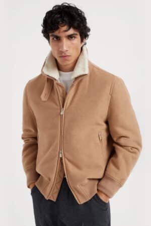 [브루넬로 쿠치넬리] 폭스 시어링 트리밍 캐시미어 보머 재킷 (2 COLORS)