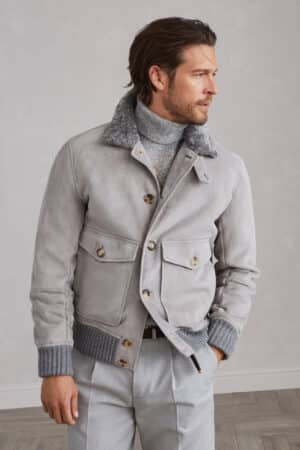 [브루넬로 쿠치넬리] 스웨이드 시어링 아우터웨어 재킷