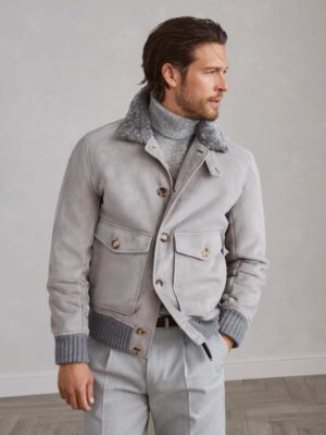 [브루넬로 쿠치넬리] 스웨이드 시어링 아우터웨어 재킷