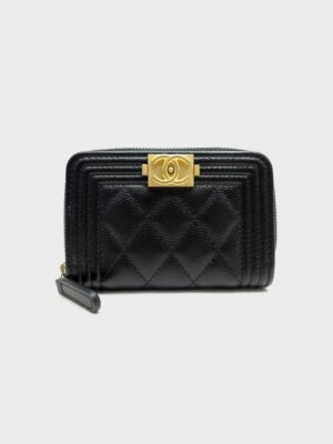 [샤넬] 보이 샤넬  지퍼 동전 카드지갑 A80602