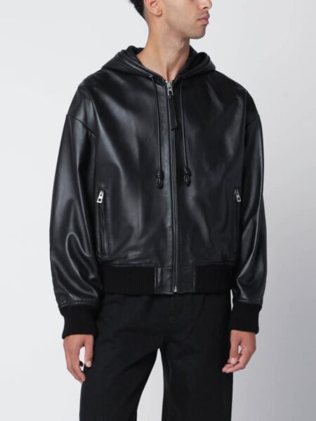 [로에베] 레더 후디드 재킷